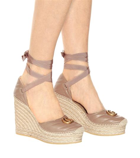 gucci leather espadrille with double g|gucci espadrilles wedges pink.